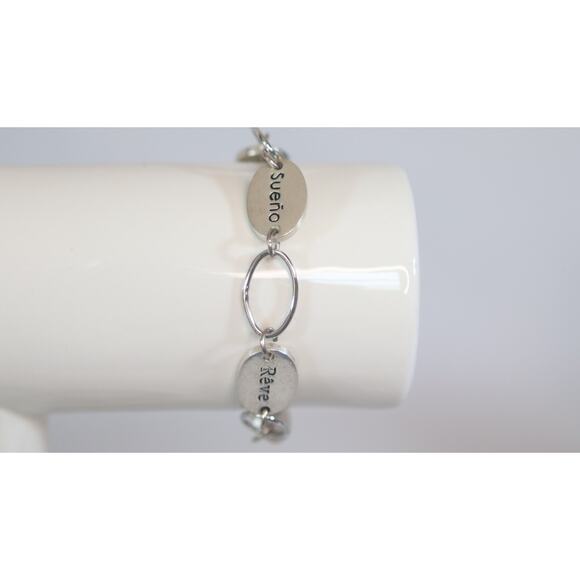 Alexa's Angels Dream Bracelet Silver Tone Oval Open Links And Engraved Plates - Picture 4 of 7